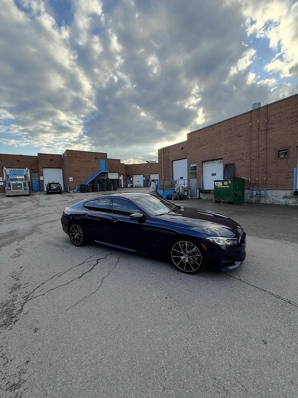 Dark blue BMW 8 Series Gran Coupe after a full exterior detail in Mississauga