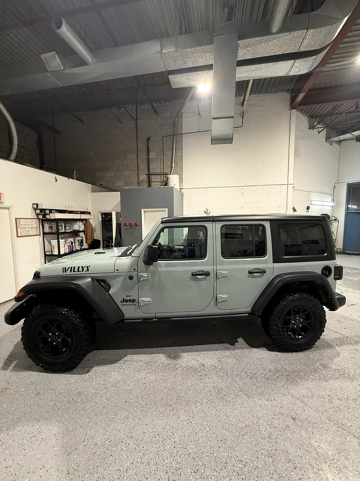 Jeep Wrangler Willys detailed at Cosmo Car Customs Mississauga