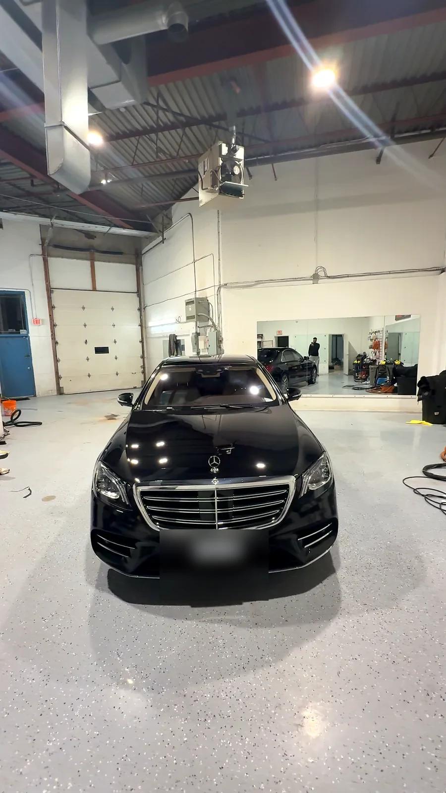 Black Mercedes S-Class after ceramic coating