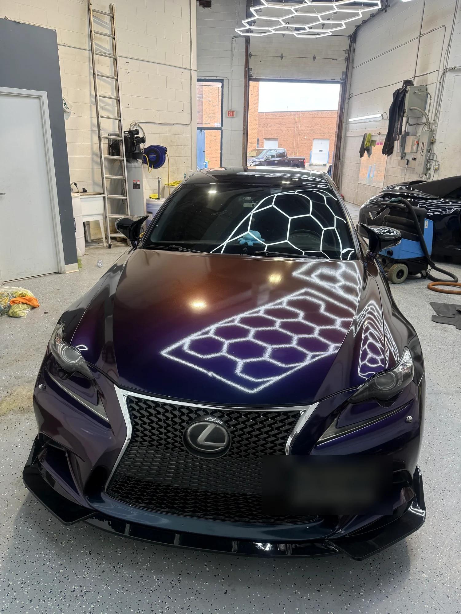 The finished Lexus IS parked in the Cosmo Car Customs studio